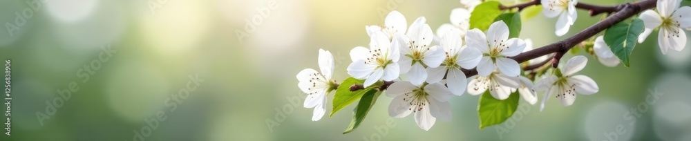 Obraz premium Soft white lilac blossoms on a serene tree branch, nature, blossoms, branches