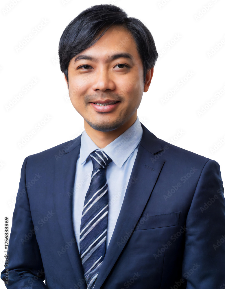 Portrait of only one Man. White Background.