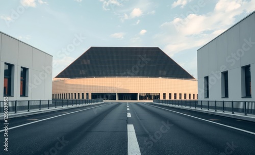 Obraz na płótnie Empty road amidst buildings against sky architecture photographyarchitecture city building urban design exterior background tourism w salonie