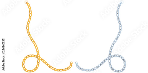 Stunning Gold And Silver Chain Bracelet Vector Illustration.	