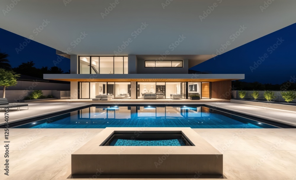 Modern house with swimming pool and patio - realistic image architecture photographyarchitecture city building urban design exterior background tourism