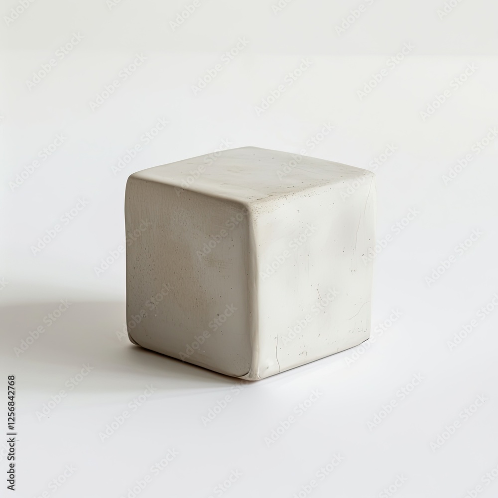 A minimalist white ceramic cube isolated on white background, showcasing simplicity and elegance. A minimalist white ceramic cube isolated on white background, showcasing simplicity and elegance.