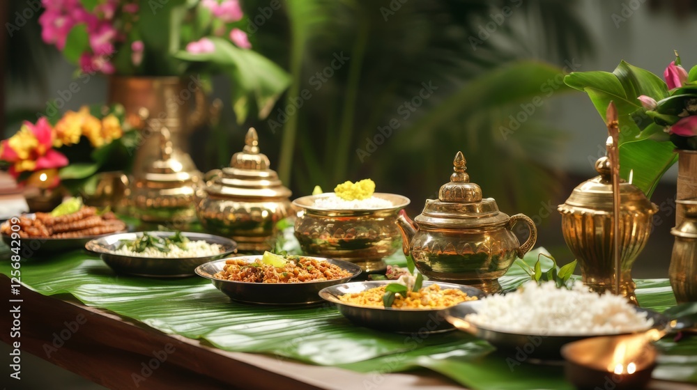 Traditional South Indian Feast on Banana Leaf Traditional South Indian Feast on Banana Leaf