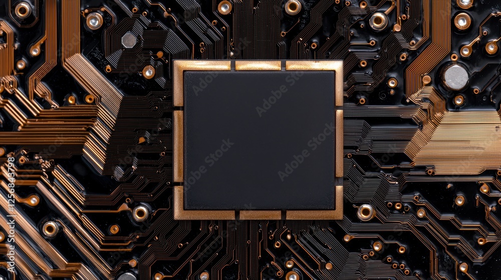 Fototapeta premium Close-up of a modern computer processor on a circuit board.