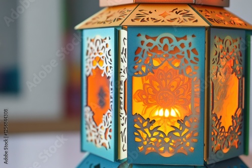 3D hexagon Ramadan lant with generative ai photo