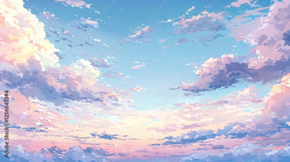 Naklejka premium Pastel Sky: A Dreamlike Cloudscape at Dawn
