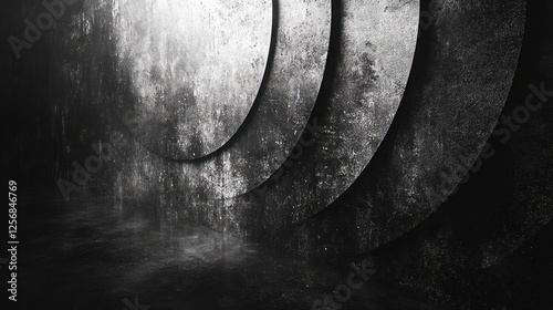 High Contrast Black and White Grunge Texture with Circular Dots Pattern photo