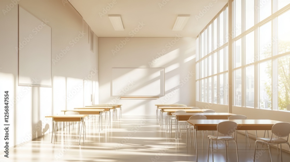 Empty Modern Classroom with Natural Light Empty Modern Classroom with Natural Light