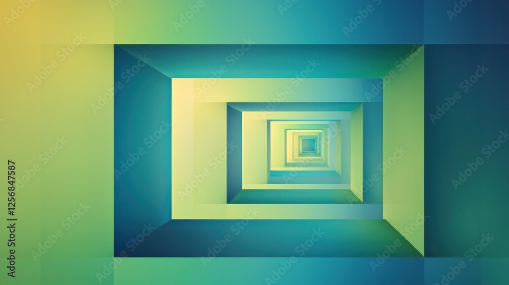 Fototapeta premium Abstract Green and Blue Tunnel: A Journey into Depth and Perspective