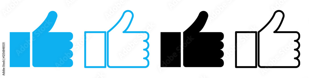 Set of Thumb Up Like Social Media Button Hand Sign Vector Illustration Set of Thumb Up Like Social Media Button Hand Sign Vector Illustration