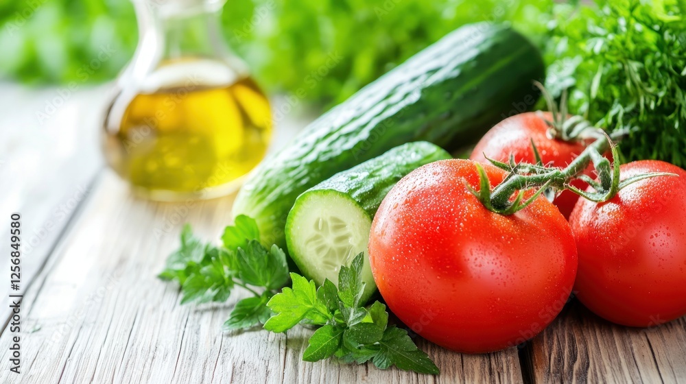 Fresh Tomatoes and Cucumbers with Olive Oil Fresh Tomatoes and Cucumbers with Olive Oil