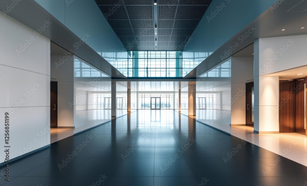 Modern empty foyer or office corridor with sleek clean layout idea indoor photos minimal style bright illumination office design lobby architecture photographyarchitecture city building urban design e