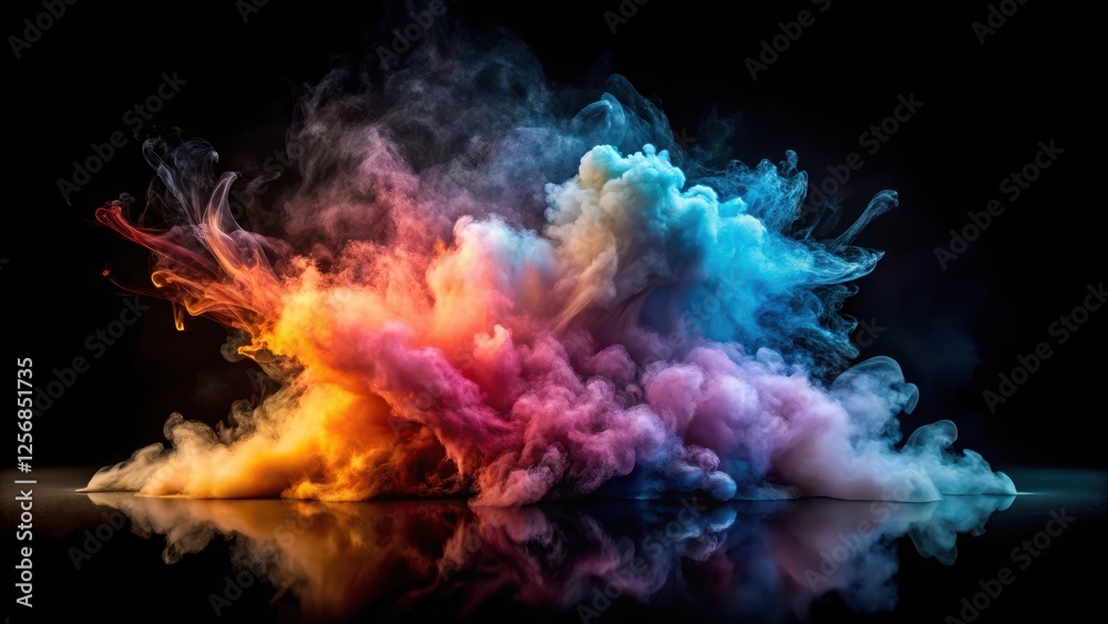 Gradient splash with smoke on black background , dark ambiance Gradient splash with smoke on black background , dark ambiance