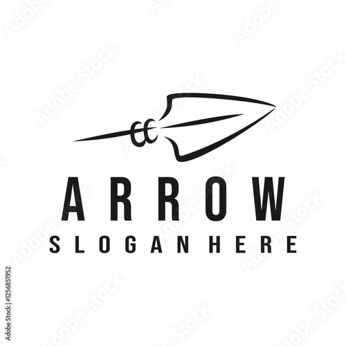 arrowhead or spear simple line logo design vector stock template illustration