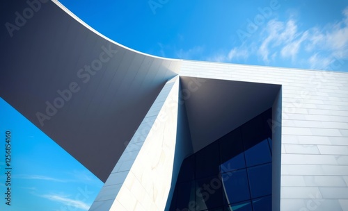 Modern architectural structure with clean lines and blue sky background architecture photographyarchitecture city building urban design exterior background tourism