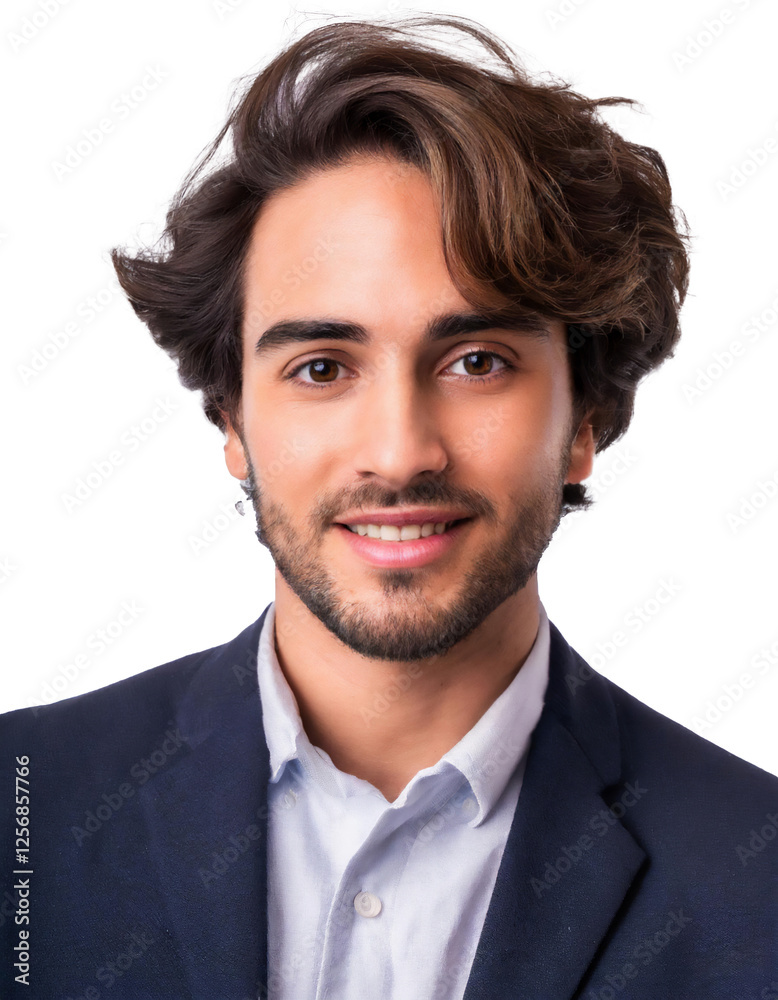 Portrait of only one Man. White Background. Portrait of only one Man. White Background.