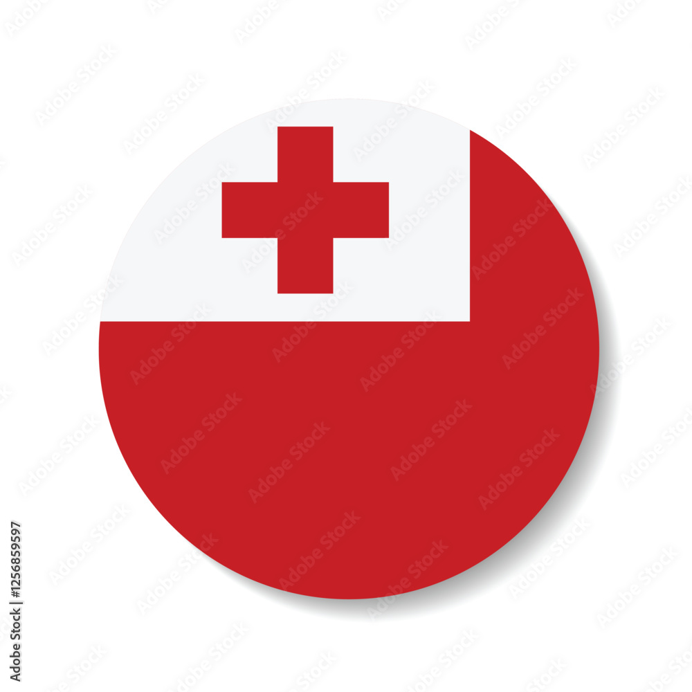 Fototapeta premium Tonga circle flag logo icon digital vector illustration