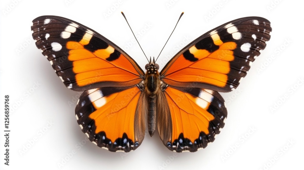 Fototapeta premium Close-up of a beautiful orange and black butterfly with striking wings. Generative AI