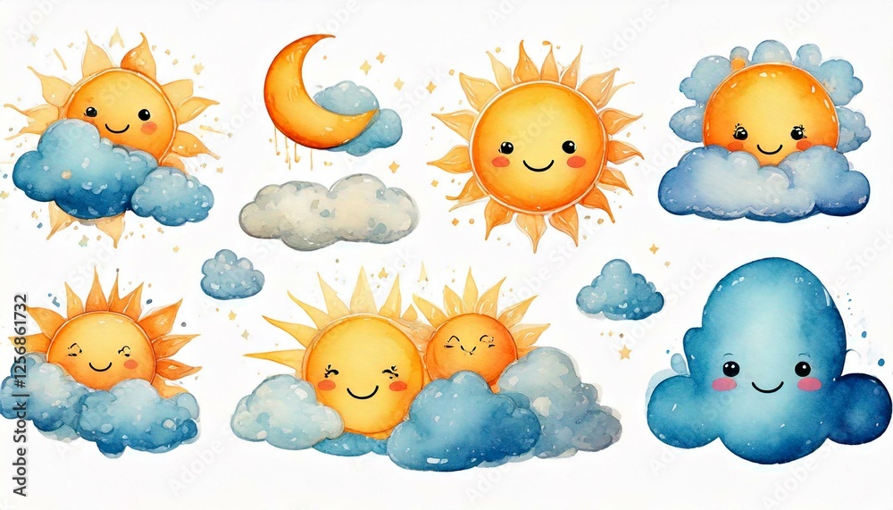 Sun and cloud illustrations cartoon Sun and cloud illustrations cartoon