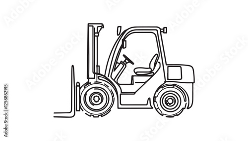 Continuous one single minimal line drawing forklift