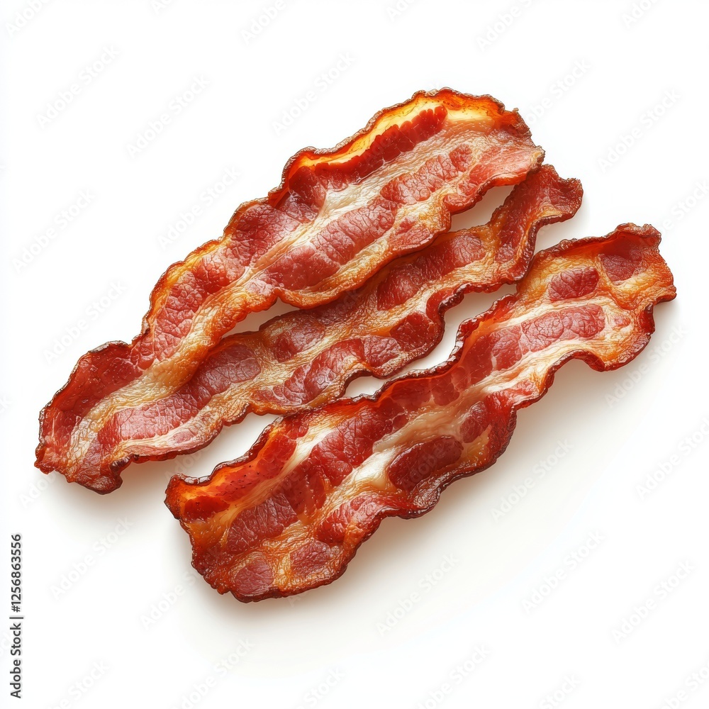 Crispy Cooked Bacon Strips Breakfast Food Meat Crispy Cooked Bacon Strips Breakfast Food Meat