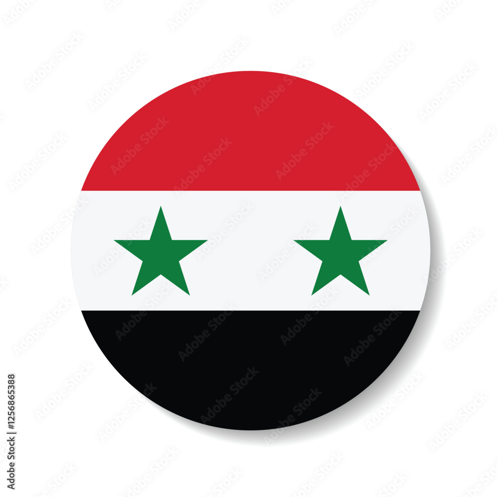 Flag of Syria. Syria circle flag logo icon digital vector illustration Flag of Syria. Syria circle flag logo icon digital vector illustration