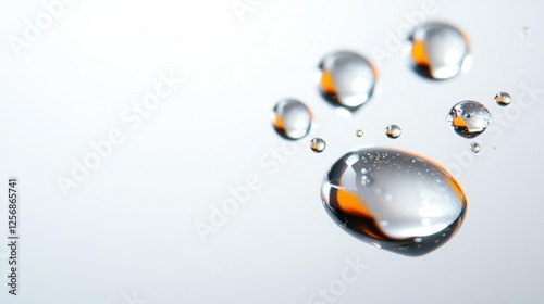 Close-up of Water Drops with Soft Reflection. Generative AI photo