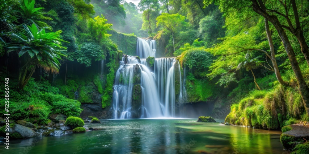 Waterfall in dense forest, scenery, green, scenery, green, atmosphere, calm, landscape,waterfall, serene , serene Waterfall in dense forest, scenery, green, scenery, green, atmosphere, calm, landscape,waterfall, serene , serene