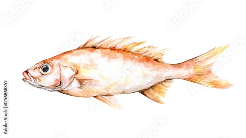 Watercolor Painting of a Vibrant Fish Swimming in Open Water. Generative AI photo