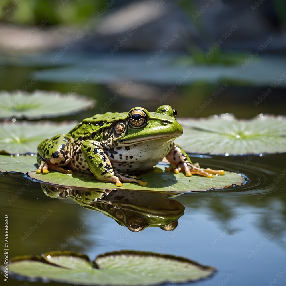 Obraz premium Groggy Frolic: A Mountain Yellow-Legged Frog Leaping with Joy