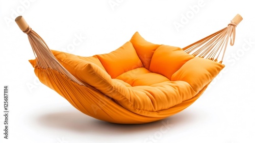 Cozy Bright Orange Hammock Chair for Relaxing Comfort. Generative AI photo