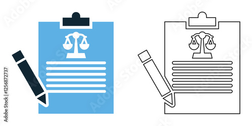 Legal drafting icon vector, legal document preparation, contracts, and law, legal, corporate and official pictogram symbol ui and ux design, glyphs and stroke line
