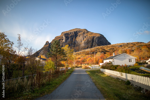 Fototapeta Naklejka Na Ścianę i Meble -  Idyllic scenery of a small town in the Lofoten Islands, Norway