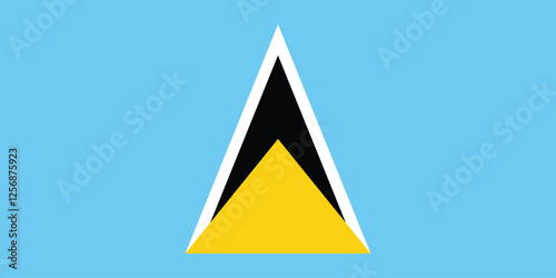 Flag of Saint Lucia. Flag icon. Standard color. Standard size. A rectangular flag. Computer illustration. Digital illustration. Vector illustration.