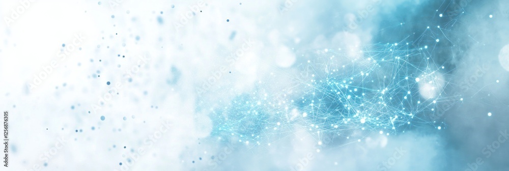 Fototapeta premium Abstract blue glowing network connections and particles.