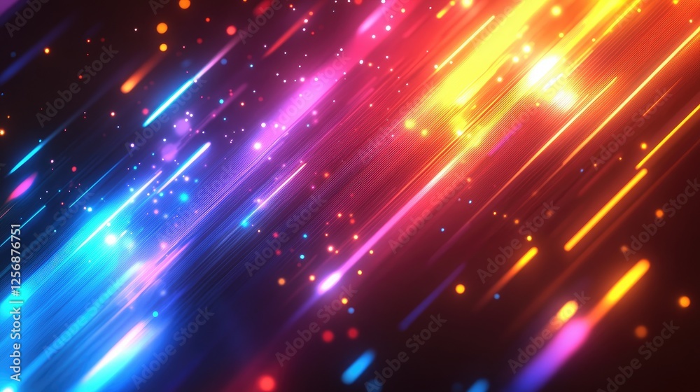 Fototapeta premium Vibrant abstract light streaks in dynamic motion with colorful bokeh effects in dark background