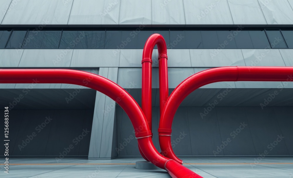 Modern urban environment architectural photography of red pipe installation architecture photographyarchitecture city building urban design exterior background tourism
