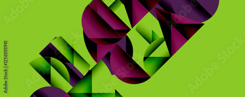 Minimal geometric abstract background. Circle square and triangle design