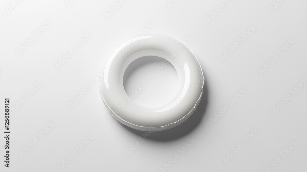 Minimalist White Swim Ring Mockup for Beach Safety and Water Recreation on Plain Surface Top View Minimalist White Swim Ring Mockup for Beach Safety and Water Recreation on Plain Surface Top View