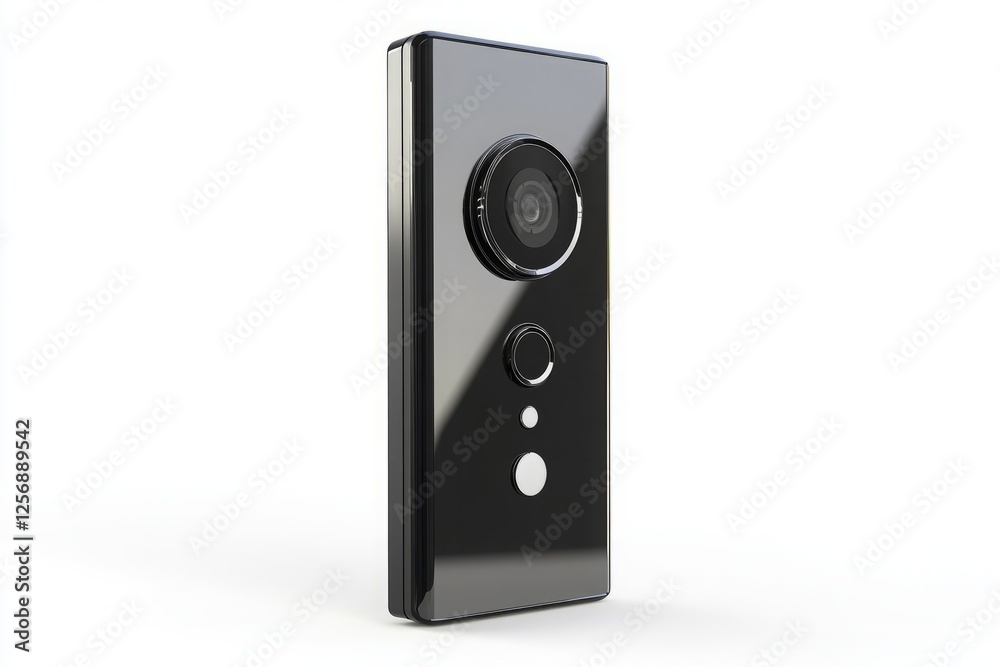 Fototapeta premium Sleek Modern Black Doorbell Camera for Contemporary Home Design