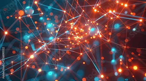 Glowing digital connections in cybernetic space