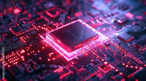 Glowing GPU in digital matrix