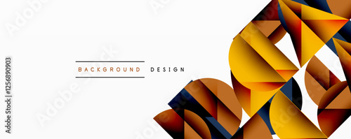 Abstract geometric pattern with intersecting circles and triangles in gradients. The high-contrast composition creates depth and a dynamic, modern aesthetic