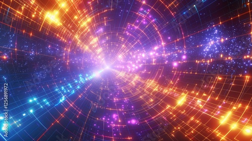 Glowing metaverse in digital space