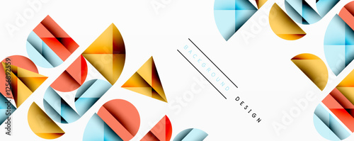 Abstract geometric pattern with intersecting circles and triangles in gradients. The high-contrast composition creates depth and a dynamic, modern aesthetic