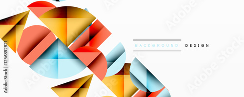 Abstract geometric pattern with intersecting circles and triangles in gradients. The high-contrast composition creates depth and a dynamic, modern aesthetic