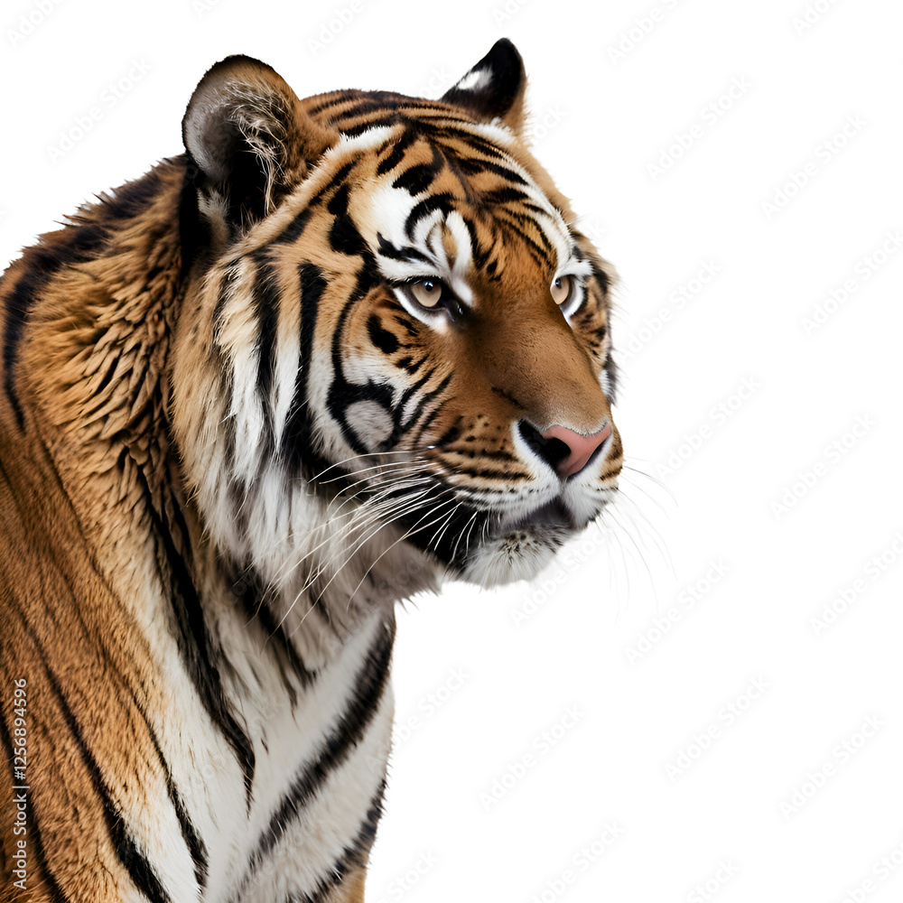 Fototapeta premium tiger on white background, lion isolated on transparent white background
