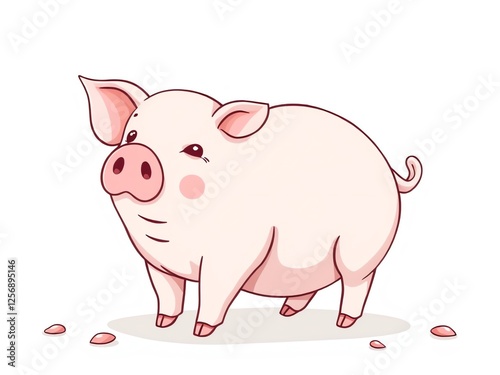 an image of a pig standing in the dirt with a white background, there is a cartoon pig standing in the dirt photo