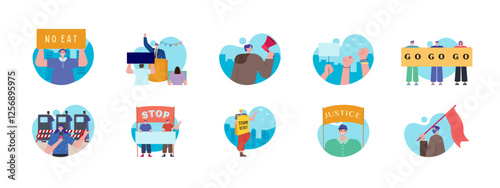 Demonstration set illustration. Flat vector illustration concept. 