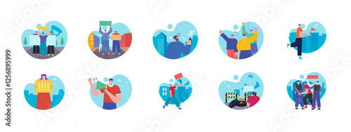 Demonstration set illustration. Flat vector illustration concept. 